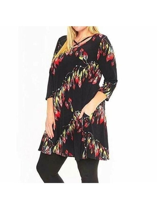 Dresses & Skirts - NEW Women's PLUS Size 2X Colorful Artsy Feather Boho Southwestern Tunic Dress